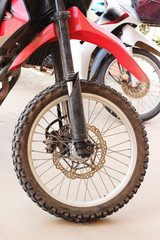 Close-up of wheel motocross bike