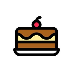 Ice cream cake vector, Sweets filled icon editable outline