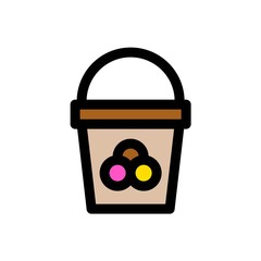 Ice cream bucket vector, Sweets filled icon editable outline