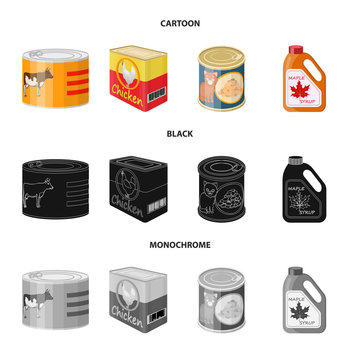 Vector design of can and food icon. Set of can and package stock vector illustration.