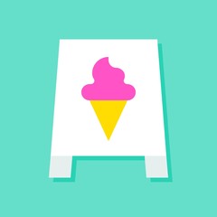 Ice cream sign vector illustration, flat style icon