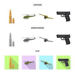 Vector illustration of weapon and gun symbol. Collection of weapon and army stock symbol for web.