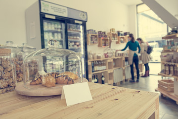 Delicious organic croissonts being sold in zero waste store.