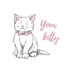 Cute kitten drawing print design