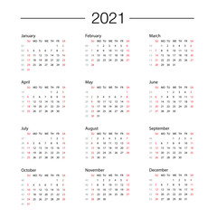 Calendar 2021 year template day planner in this minimalist