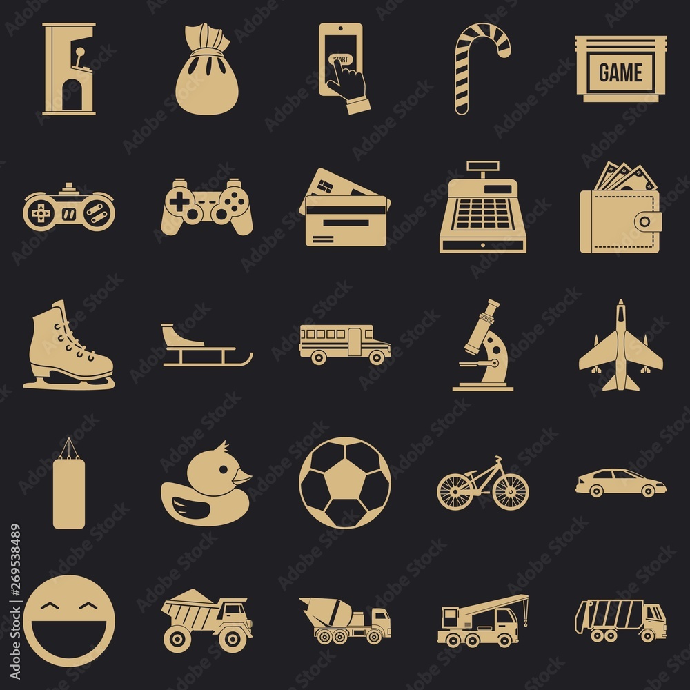 Aufkleber active rest of child icons set. simple set of 25 active rest of child vector icons for web for any d