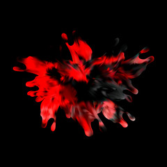 Colourful bright splah acrylic paint splat design with a black background Vector eps10
