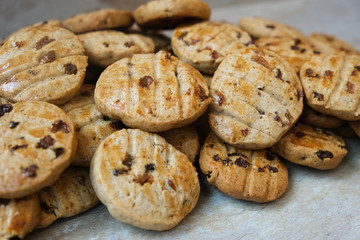 Lots of homemade cookies close-up