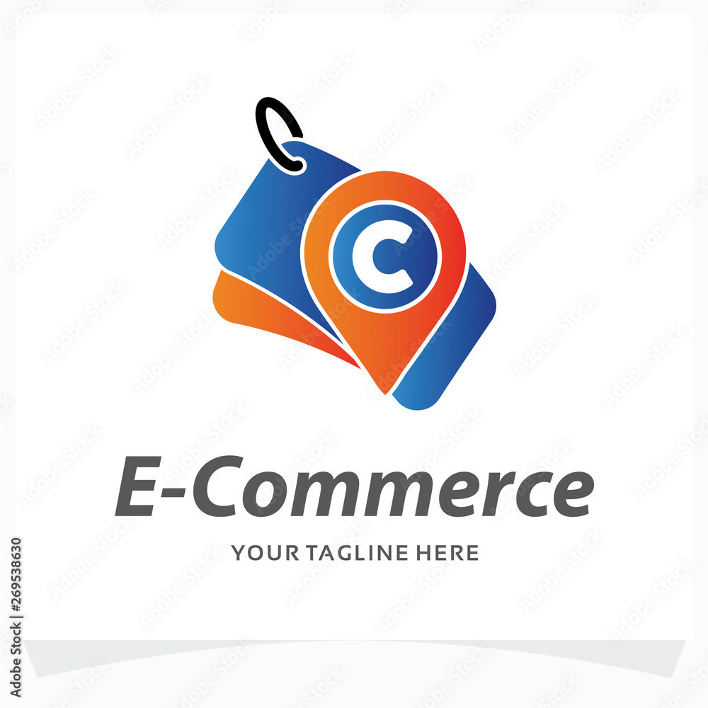 Poster E-Commerce Point Logo Design Template