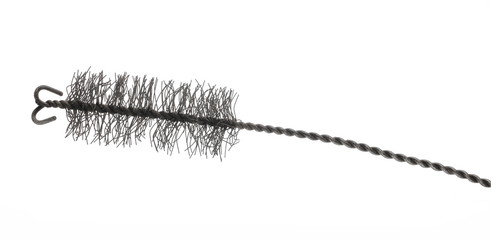 Metal cord brush for pipe cleaning isolated on white background