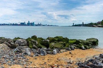 Skyline Liverpool from the beach
