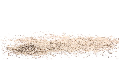 Pebbles with rocks isolated on white background and texture