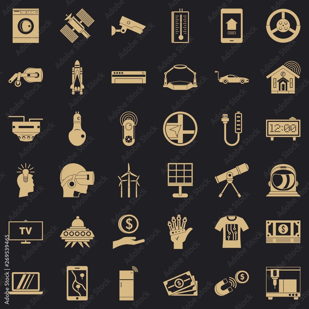 Poster monitor icons set. simple style of 36 monitor vector icons for web for any design