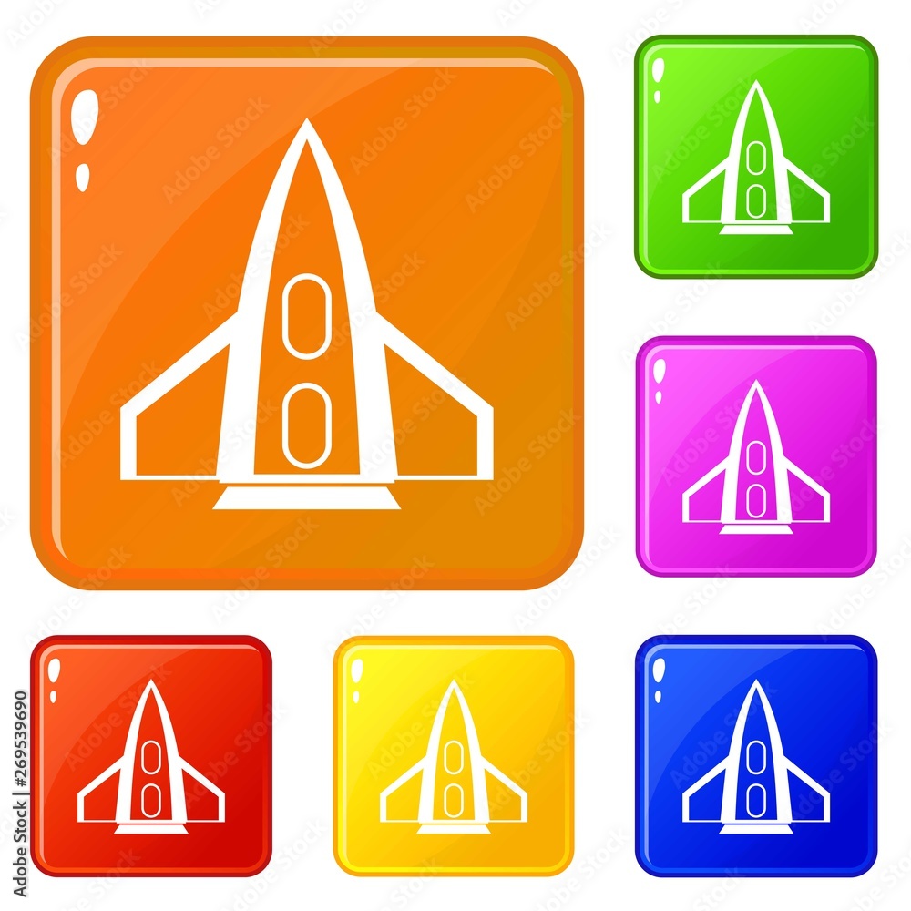 Poster rocket icons set collection vector 6 color isolated on white background