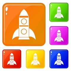 Rocket icons set collection vector 6 color isolated on white background