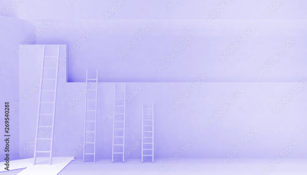 Poster ladder different creative business concepts modern art on light purple pastel color background with 