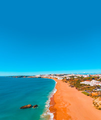 beautiful holiday picture of beach at portugal - taken by a drone