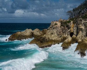 Big waves on The Gorge Walk at Point Lookout, North Stradbroke Island, Queensland, Australia