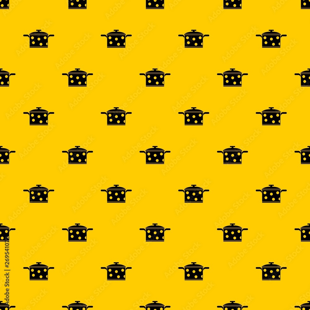Poster saucepan with white dots pattern seamless vector repeat geometric yellow for any design