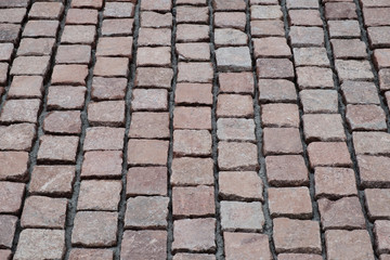 Freshly laid natural stone pavement