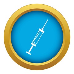 Syringe icon blue vector isolated on white background for any design