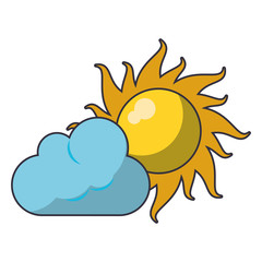 Sun and cloud cartoon isolated
