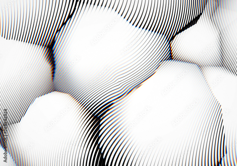 Poster abstract background with engraving or woodcut styled 3d shapes and glitch effect