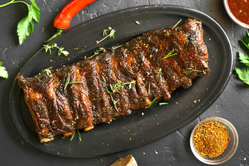 Spicy hot grilled spare ribs