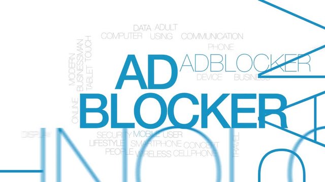 Ad blocker animated word cloud. Kinetic typography.