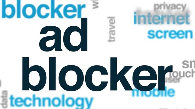Ad blocker animated word cloud. Kinetic typography.