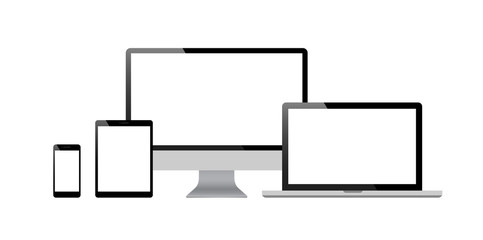 Set of computer, laptop in a flat vector style