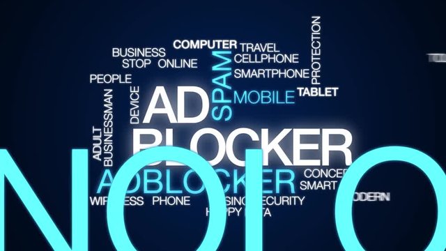 Ad blocker animated word cloud. Kinetic typography.