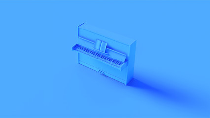 Blue Classic Upright Piano 3d illustration 3d render