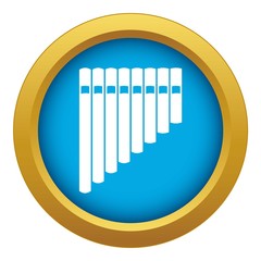 Pan flute icon blue vector isolated on white background for any design