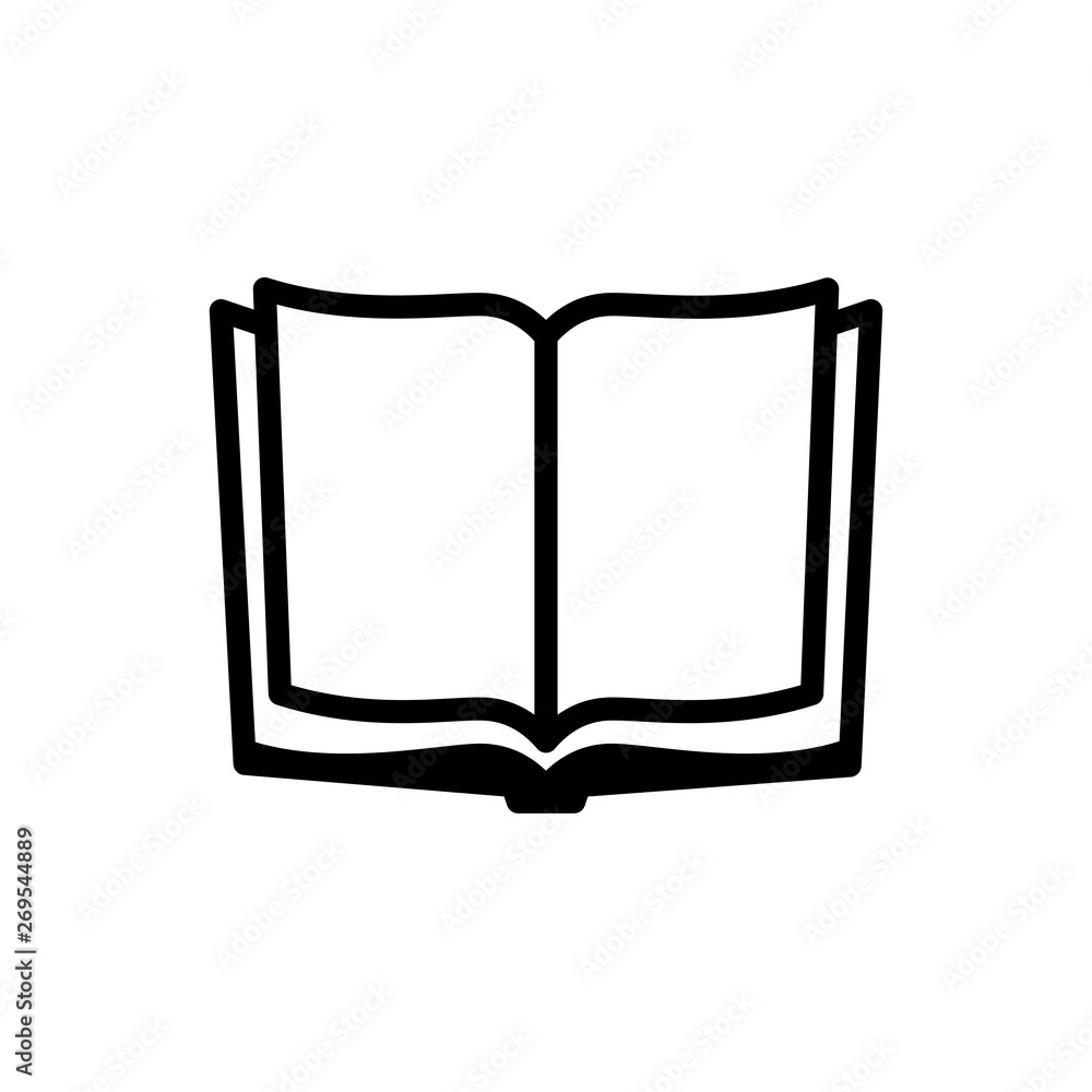 Poster flat line design graphic image concept of open book icon on white background