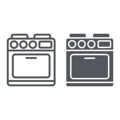 Oven line and glyph icon, appliance and cooking, cooker sign, vector graphics, a linear pattern on a white background.