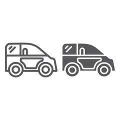 Mini car line and glyph icon, transport and automobile, auto sign, vector graphics, a linear pattern on a white background.