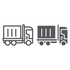 Truck cargo line and glyph icon, transportation and delivery, lorry sign, vector graphics, a linear pattern on a white background.