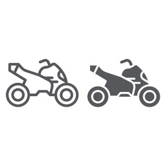 Fototapeta premium Quad bike line and glyph icon, transport and drive, motorcycle sign, vector graphics, a linear pattern on a white background.