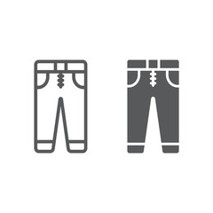 Jeans line and glyph icon, clothes and fashion, trousers sign, vector graphics, a linear pattern on a white background.