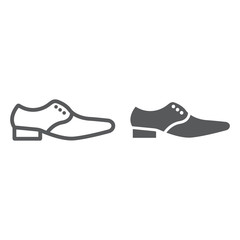Man shoes line and glyph icon, clothes and footwear, formal shoes sign, vector graphics, a linear pattern on a white background.
