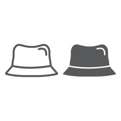 Panama hat line and glyph icon, clothes and accessory, cap sign, vector graphics, a linear pattern on a white background.