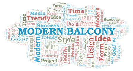 Fototapeta premium Modern Balcony word cloud. Wordcloud made with text only.