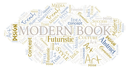 Fototapeta na wymiar Modern Book word cloud. Wordcloud made with text only.