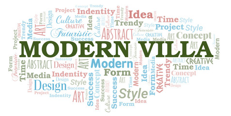 Modern Villa word cloud. Wordcloud made with text only.