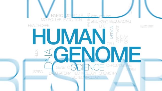 Human genome animated word cloud. Kinetic typography.