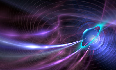 Nuclear physics. Atoms in the microcosm. Scientific 3d illustration.