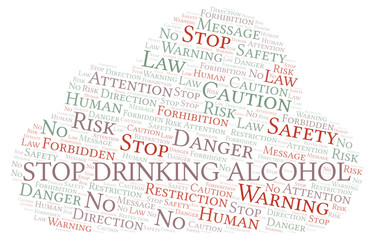 Stop Drinking Alcohol word cloud. Wordcloud made with text only.