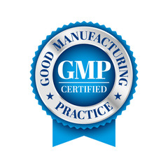 GMP (Good Manufacturing Practice) certified round stamp on white background - Vector