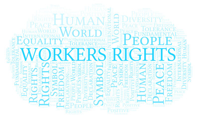 Fototapeta premium Workers Rights word cloud. Wordcloud made with text only.